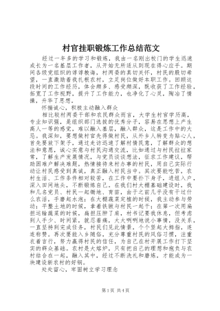 2024年村官挂职锻炼工作总结范文