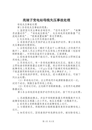 2024年亮垭子变电站母线失压事故处理