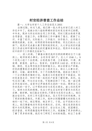 2024年村官经济普查工作总结