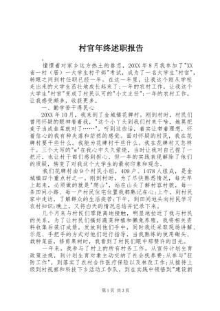 2024年村官年终述职报告