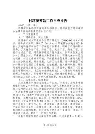 2024年村环境整治工作自查报告