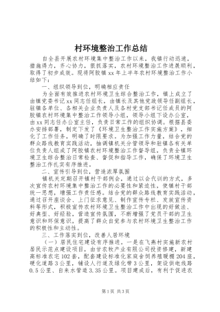 2024年村环境整治工作总结