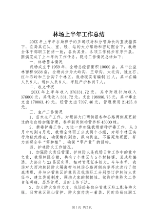 2024年林场上半年工作总结