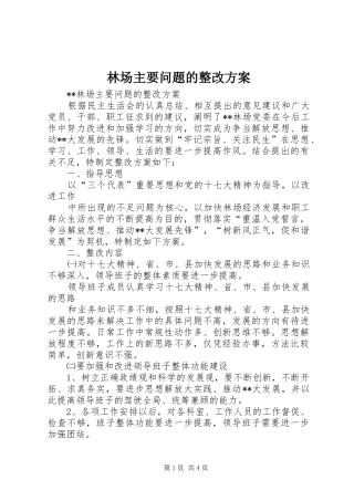 2024年林场主要问题的整改方案