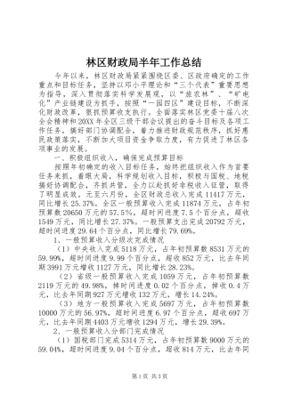 2024年林区财政局半年工作总结