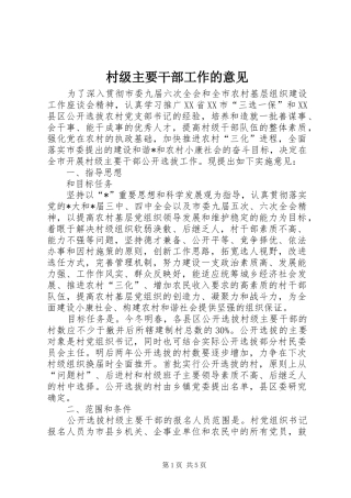 2024年村级主要干部工作的意见