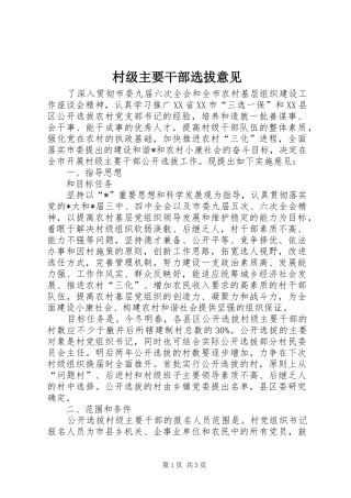 2024年村级主要干部选拔意见