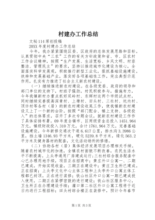 2024年村建办工作总结