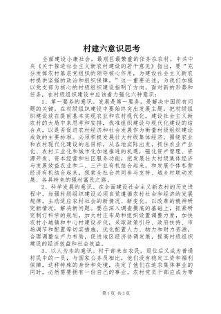 2024年村建六意识思考