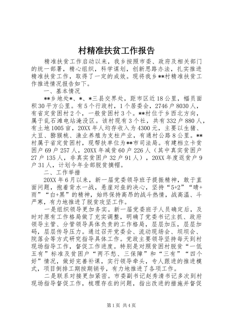 2024年村精准扶贫工作报告_第1页