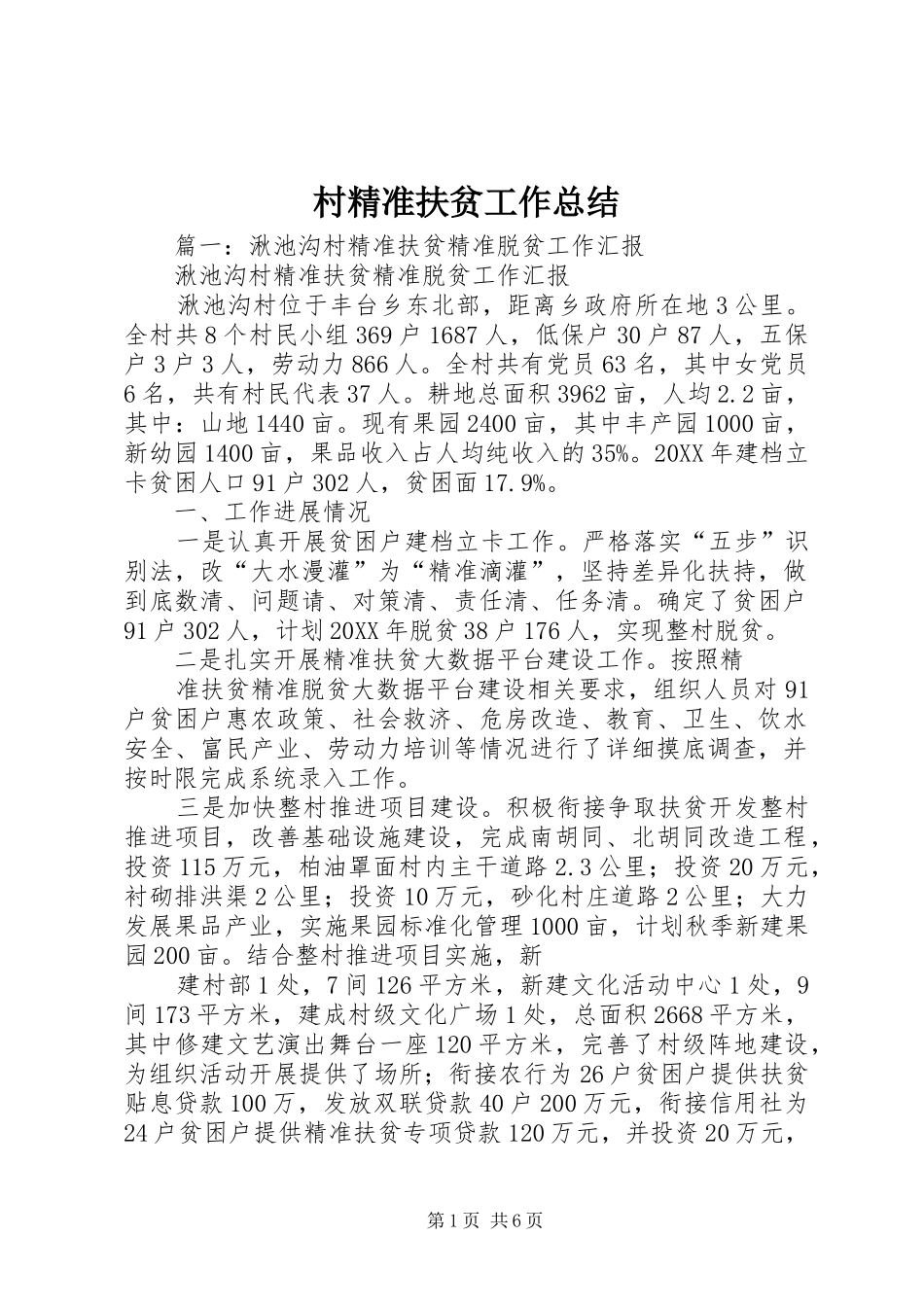 2024年村精准扶贫工作总结_第1页