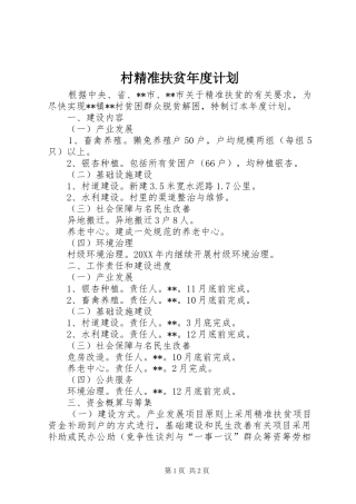 2024年村精准扶贫年度计划