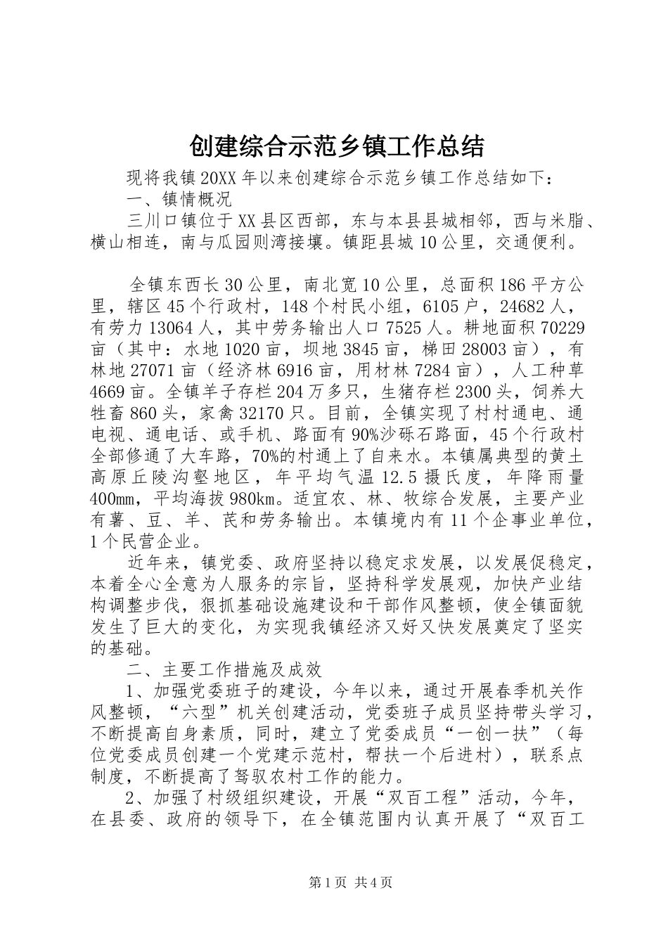 2024年创建综合示范乡镇工作总结_第1页