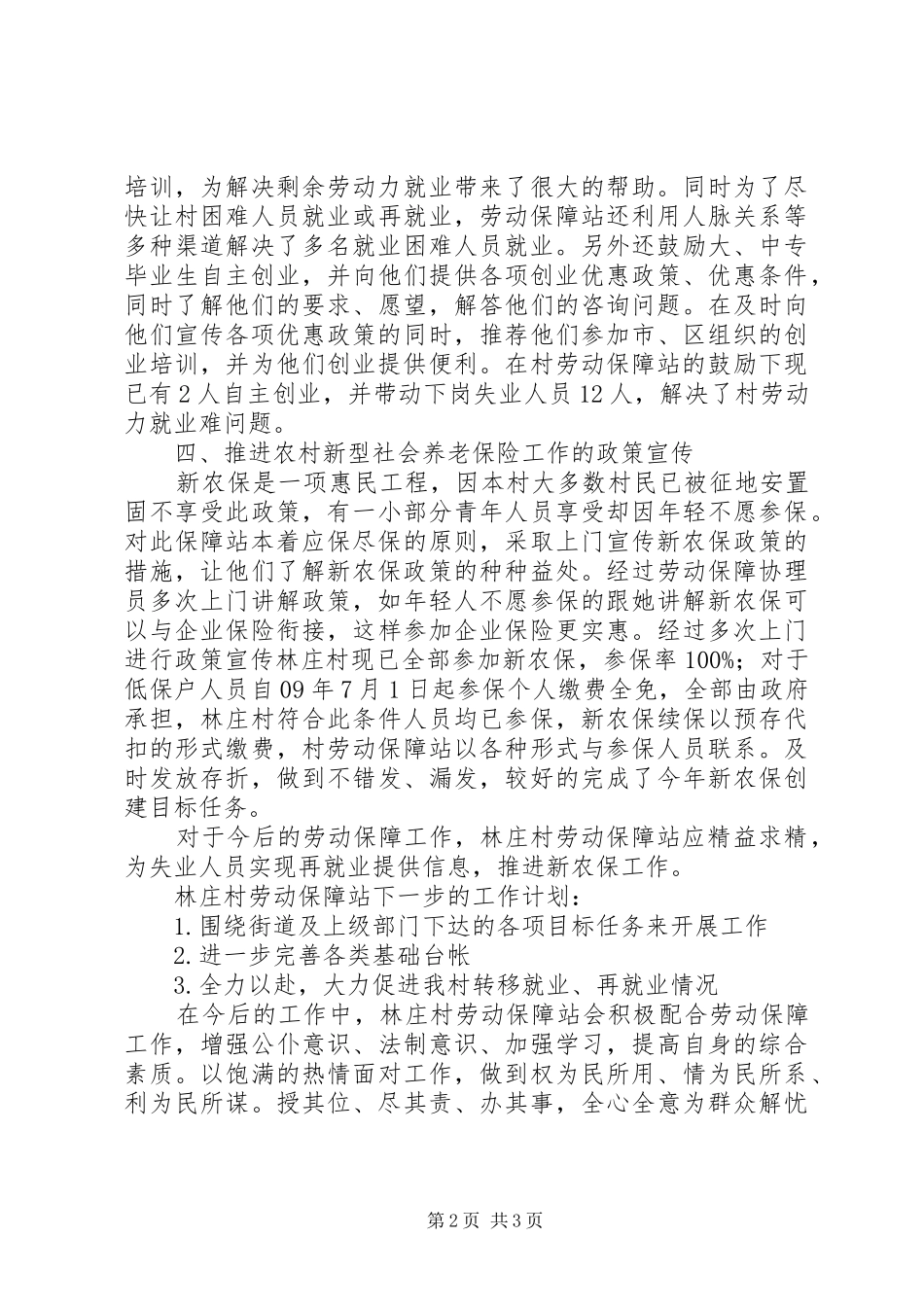 2024年村劳动保障工作总结_第2页