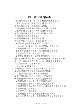 2024年创卫城市宣传标语