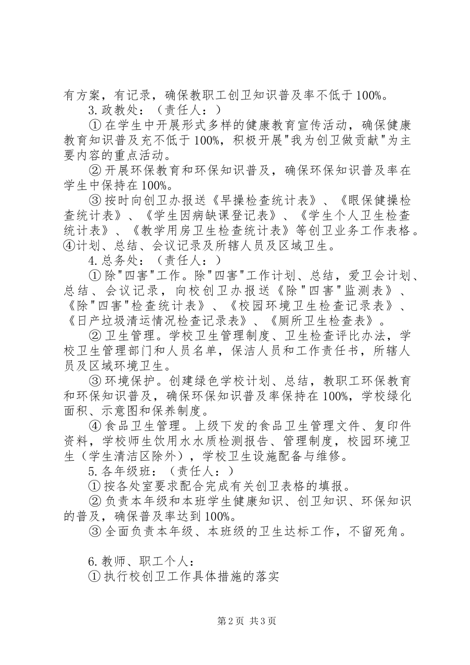 2024年创卫工作领导小组责任分工_第2页