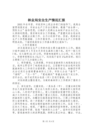 2024年林业局安全生产情况汇报