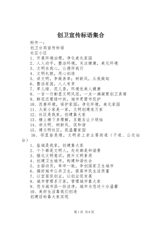 2024年创卫宣传标语集合