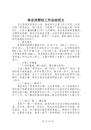 2024年林业局帮扶工作总结范文