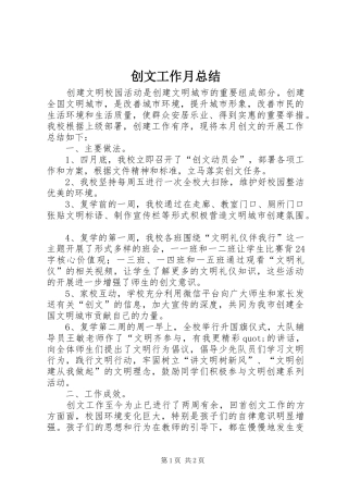 2024年创文工作月总结