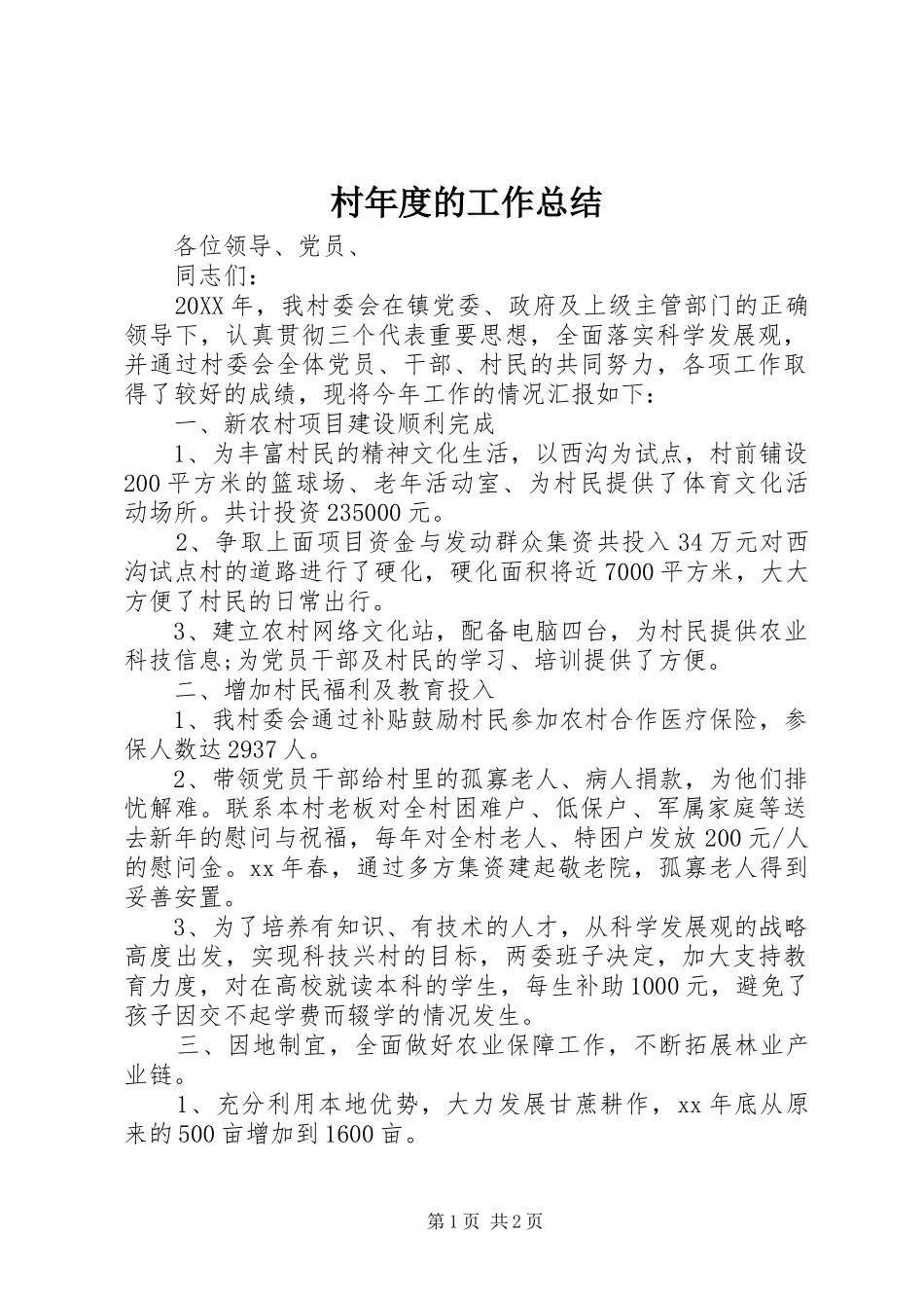 2024年村年度的工作总结_第1页