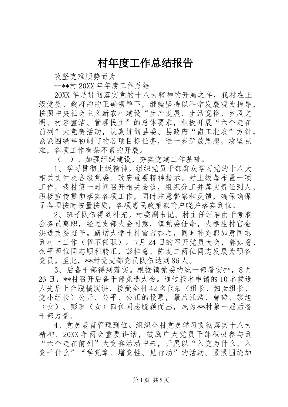 2024年村年度工作总结报告_第1页