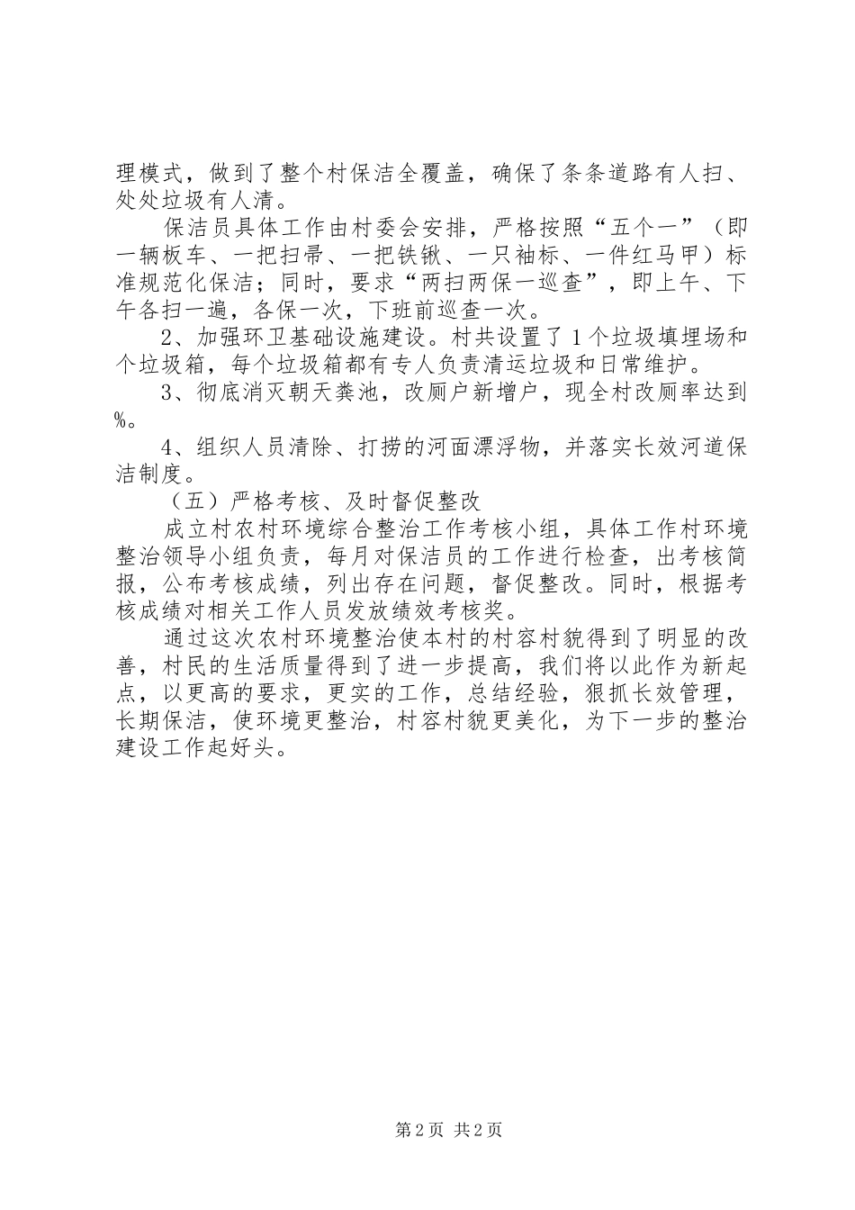 2024年村农村环境综合整治工作总结_第2页