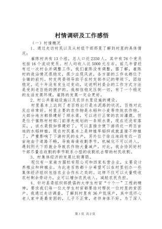 2024年村情调研及工作感悟