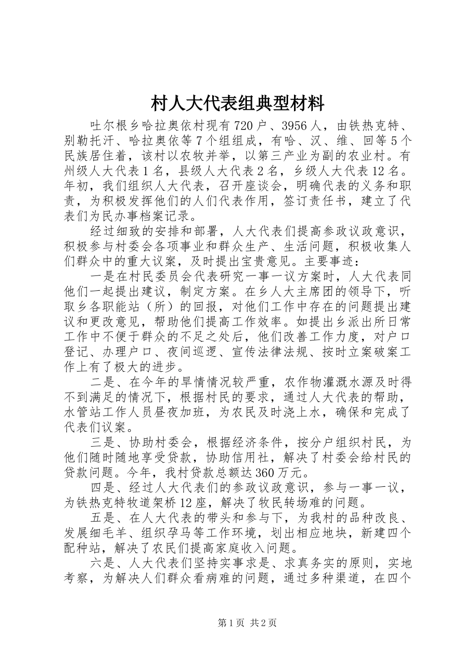 2024年村人大代表组典型材料_第1页
