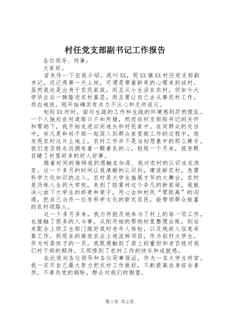 2024年村任党支部副书记工作报告
