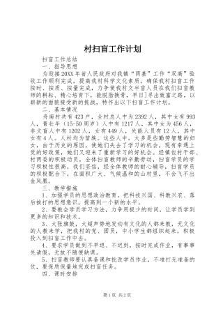 2024年村扫盲工作计划