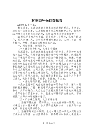 2024年村生态环保自查报告