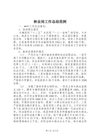 2024年林业局工作总结范例
