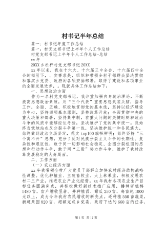 2024年村书记半年总结