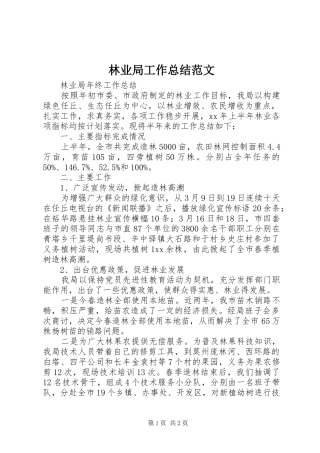 2024年林业局工作总结范文