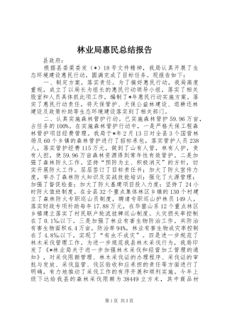 2024年林业局惠民总结报告