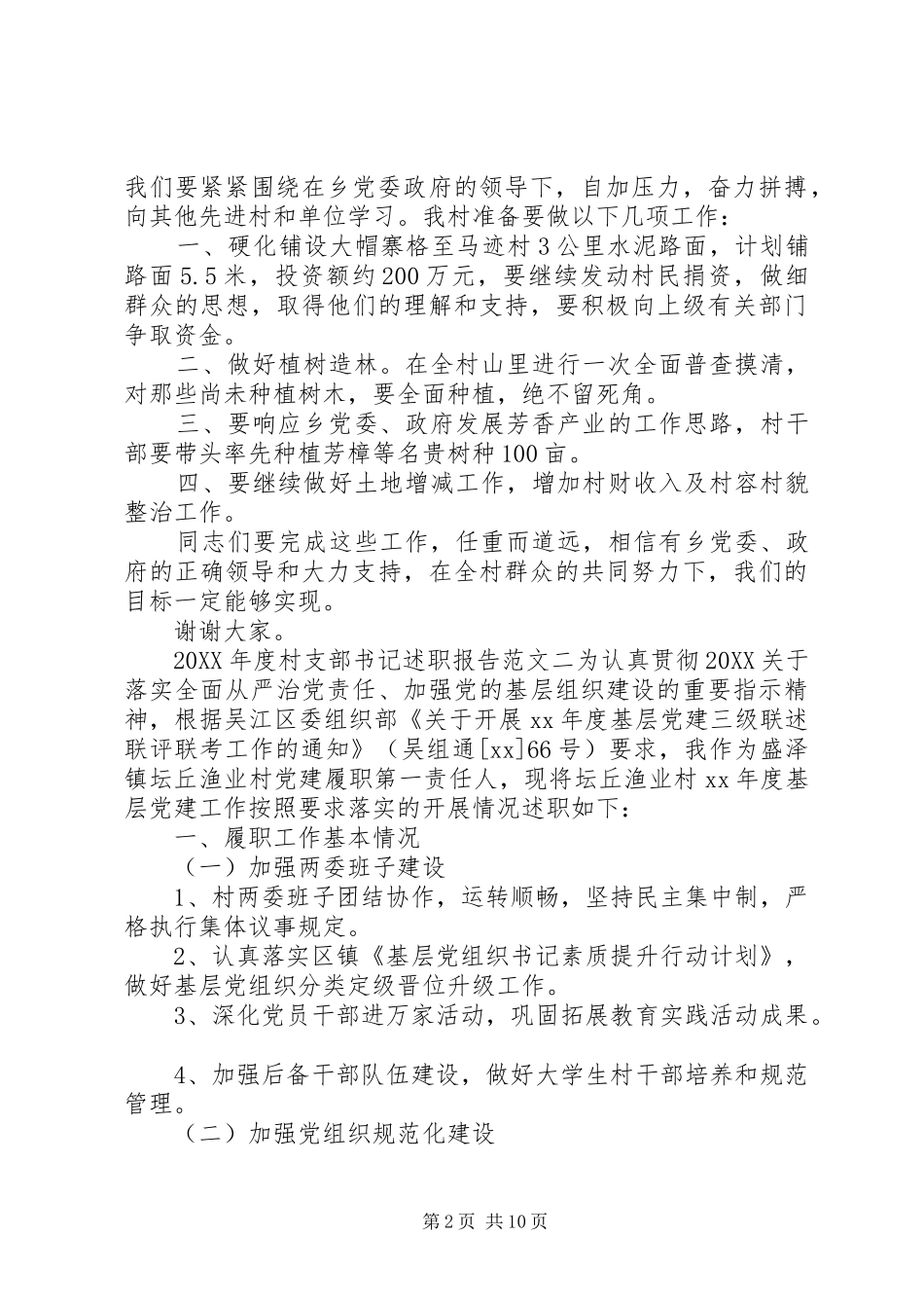 2024年村书记年终述职报告_第2页