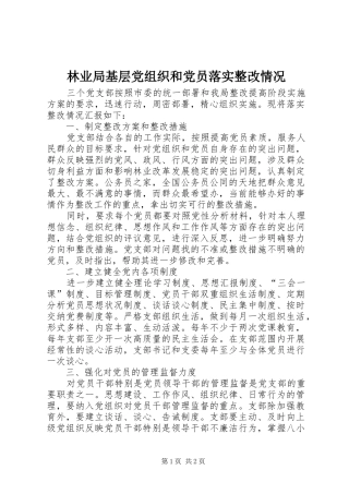 2024年林业局基层党组织和党员落实整改情况