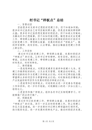 2024年村书记样板点总结