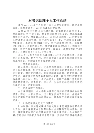2024年村书记助理个人工作总结