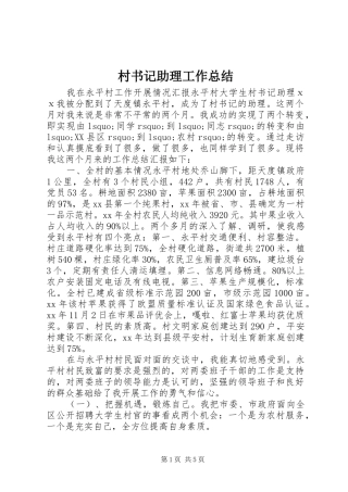 2024年村书记助理工作总结