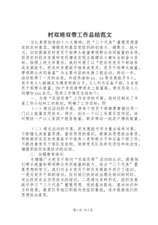 2024年村双培双带工作总结范文