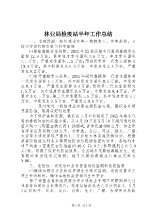 2024年林业局检疫站半年工作总结