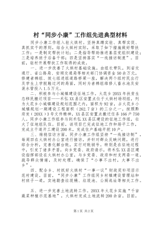 2024年村同步小康工作组先进典型材料