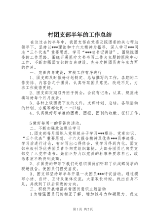 2024年村团支部半年的工作总结