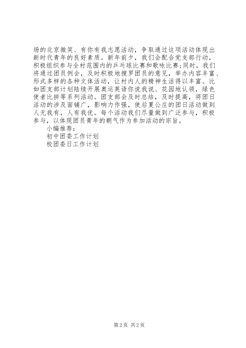 2024年村团支部工作计划_第2页