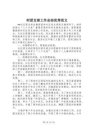 2024年村团支部工作总结优秀范文