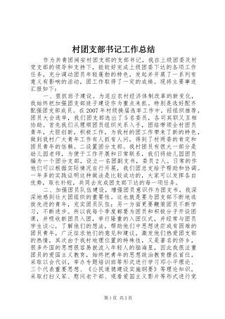 2024年村团支部书记工作总结