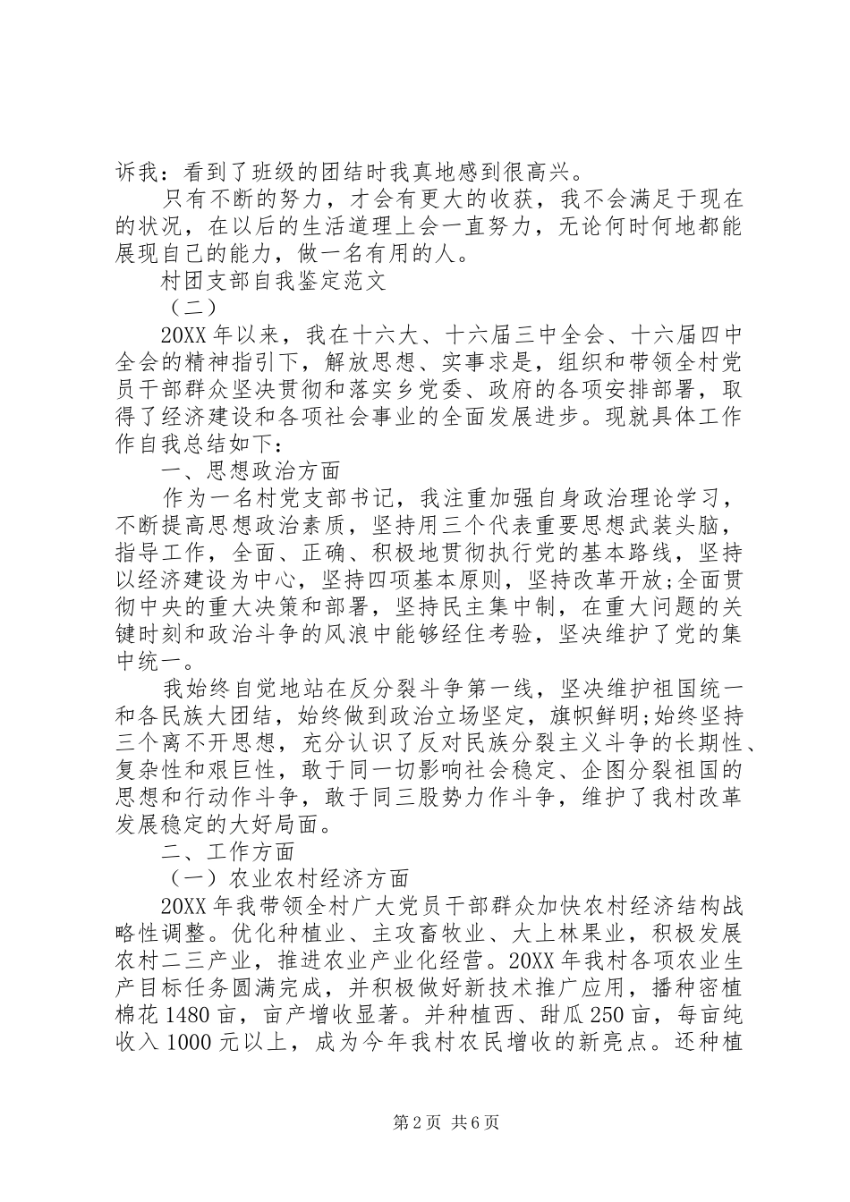 2024年村团支部自我鉴定范文_第2页