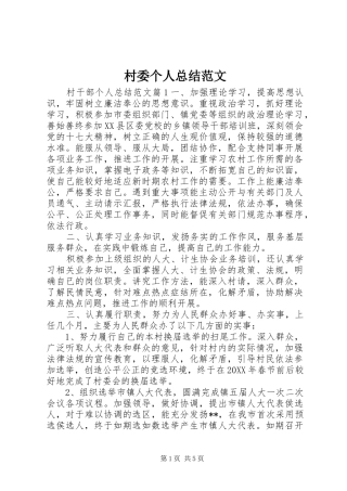 2024年村委个人总结范文